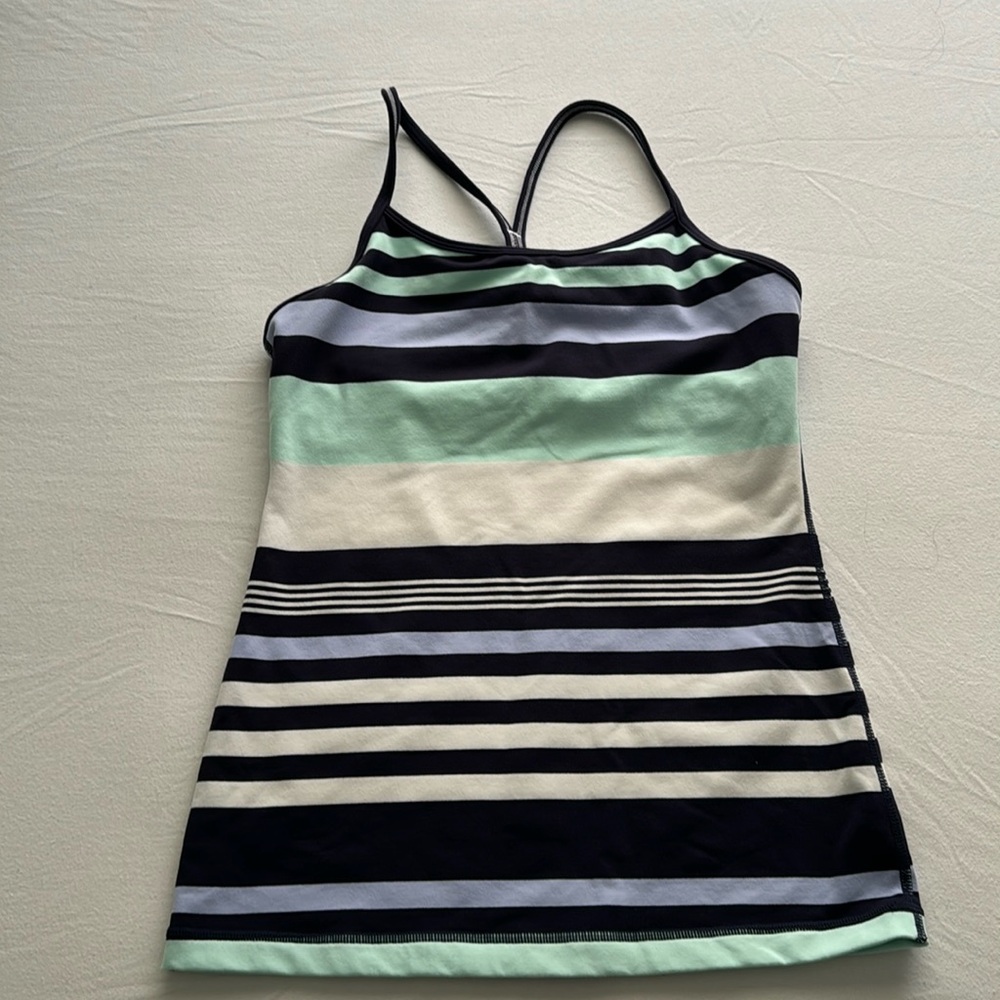 Lululemon Womens Multicolor Striped Power Y Racerback Pullover Tank Top Size 6